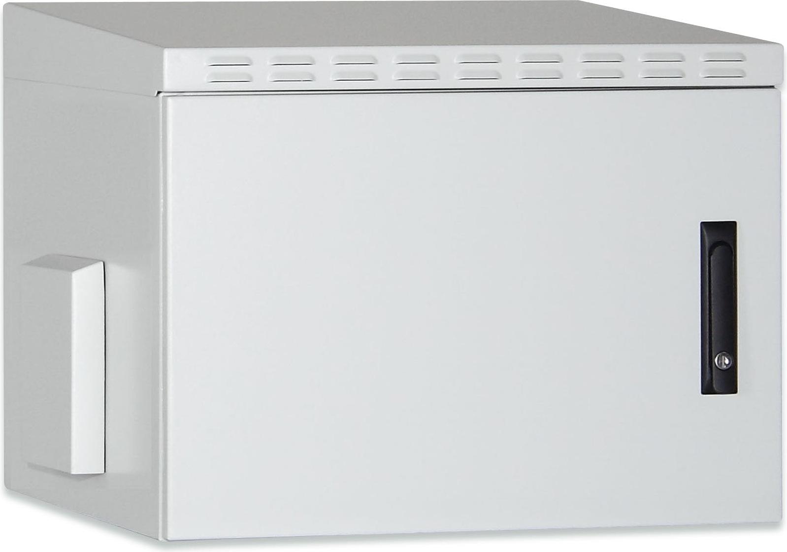 Digitus Wandgehäuse IP55 - zur Anwendung im Außenbereich - 600x600 mm (BxT), Wandmontiertes Regal, 12U, 100 kg, Hellgrau