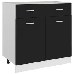 Helloshop26 - Moderner Badezimmerschrank mit Schublade 80 x 46 x 81,5 cm schwarzes Holz