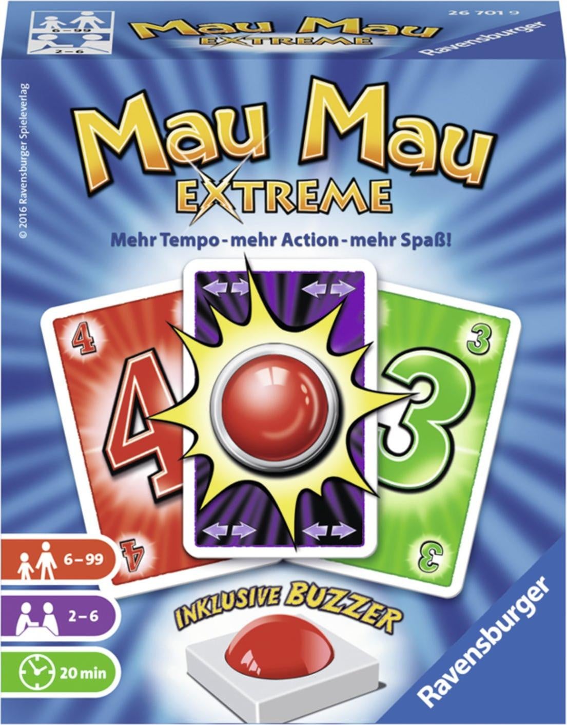 Ravensburger Mau Mau Extreme kaartspel - familiespel voor kinderen vanaf 6 jaar