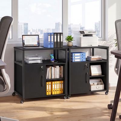 Lirago File Cabinet on Wheels with Charging Station and Cable Management Hole
