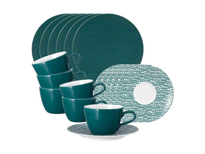 Seltmann Weiden Kaffeeservice Life Fashion Trendy Petrol 18-tlg., Keramik, 18-teilig, Rund, 2x2x2 cm, Geschirr, Geschirrsets, Kaffeeservice