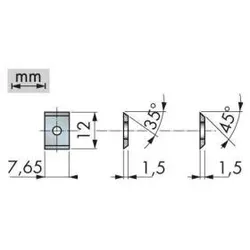 Felder Wendeplatte mit 2 Schneidfasen | Breite 12 mm | 7,65 mm | 2 Stück