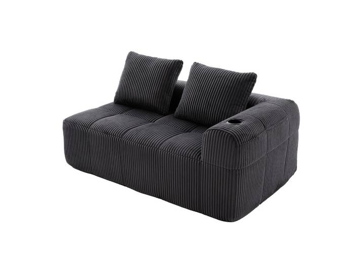 Meubles Cosy Sofa Modulares 2-Sitzer,Cord, keine Montage erforderlich, Grau, 93x61x158 cm, Wohnzimmer, Sofas & Couches, Sofas
