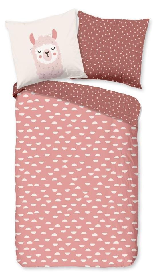 Muller Textil Kinderdekbedovertrek Lama Roze 135 x 200 cm