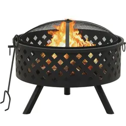 vidaXL Feuerstelle mit Schürhaken 68 cm XXL Stahl