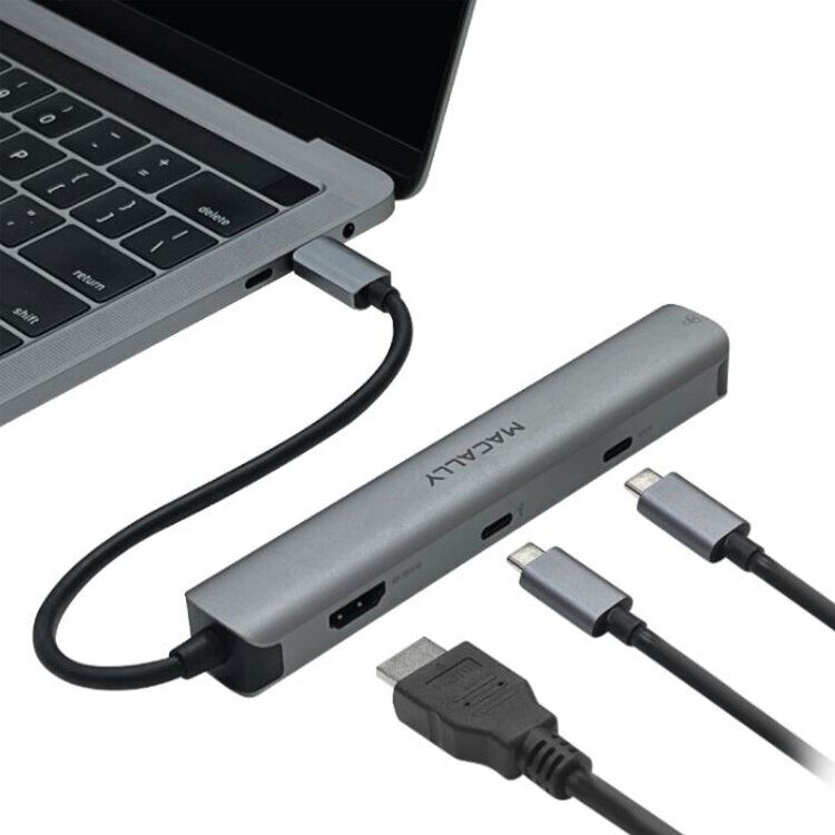 HUB MACALLY ALUM USB-C 6-IN-1