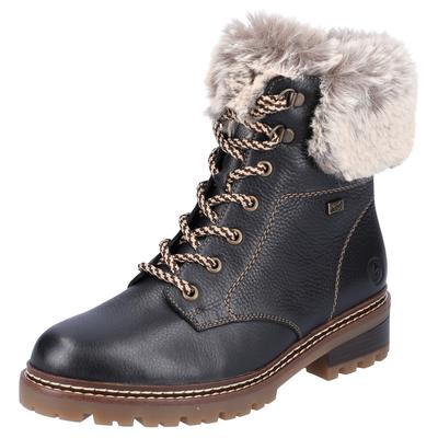 Winterboots REMONTE "ELLE-Collection", Damen, Gr. 36, Schurwolle, schwarz (schwarz, kombiniert), Leder, Textil, Schuhe Winterboots, mit Kontrastnaht