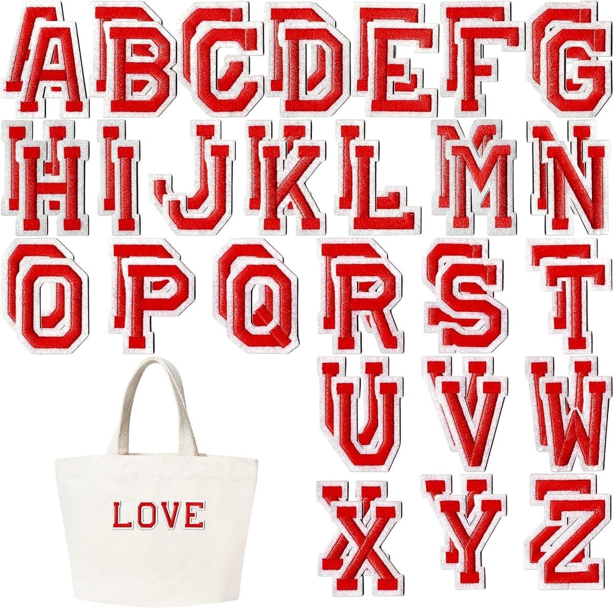 Set van 52 strijkletters en patches met alfabet A-Z voor textiel, kleding en accessoires