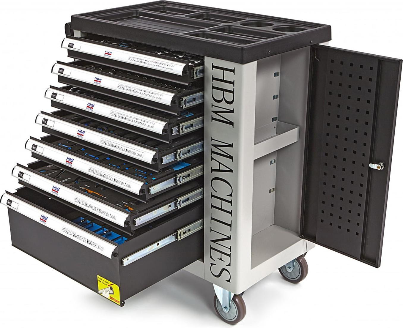 HBM Professionele werkplaats trolley met 7 lades en 262 stuks gereedschap