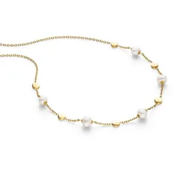 Boccia 08077-02 Damen-Kette Titan Goldfarben mit Perlen