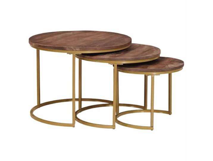 KTHLBRH Stapelbare Beistelltische 3 Stück Mangoholz Stahl Nistkasten rund Wohnzimmer lackiert modernes Design Rundprofil