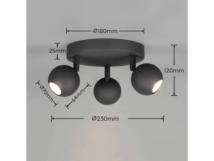 Reality Leuchten Deckenlampe Enaro, dimmbar, schwarz, für Wohn- / Esszimmer, Metall, Modern, Deckenlampe