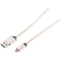 USB Lade-Sync Kabel USB A Stecker > USB micro Stecker Steel rose 1,0m