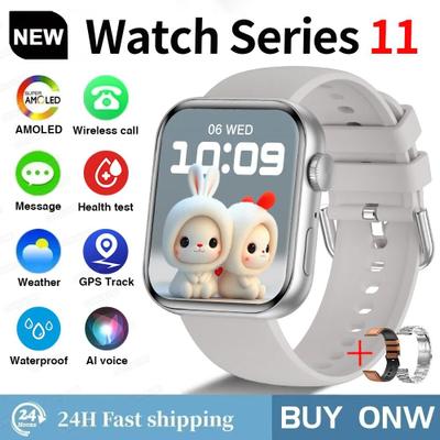 Inspired Finds S11 AMOLED Smart Watch GPS Call Waterproof Fitness Tracker For IOS Android silvery Steel