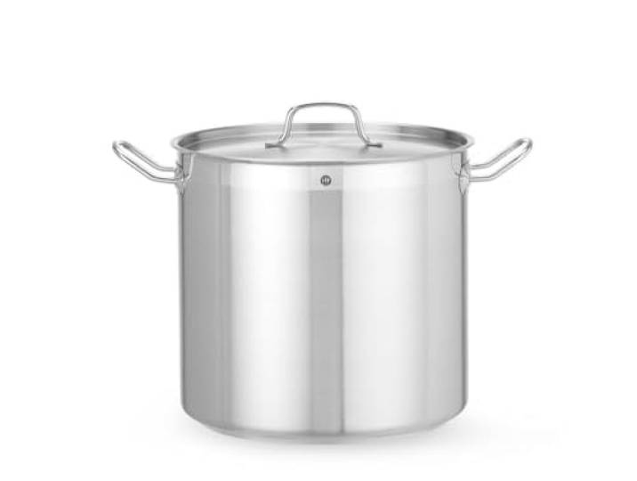 HENDI Kochtopf, hoch, mit Deckel, 24L, ø320x(H)300mm, Edelstahl Geeignet für alle Herdarten, flacher Boden, kühl bleibende Griffe, Induktionskochtopf, Bratentopf, Fleischtopf