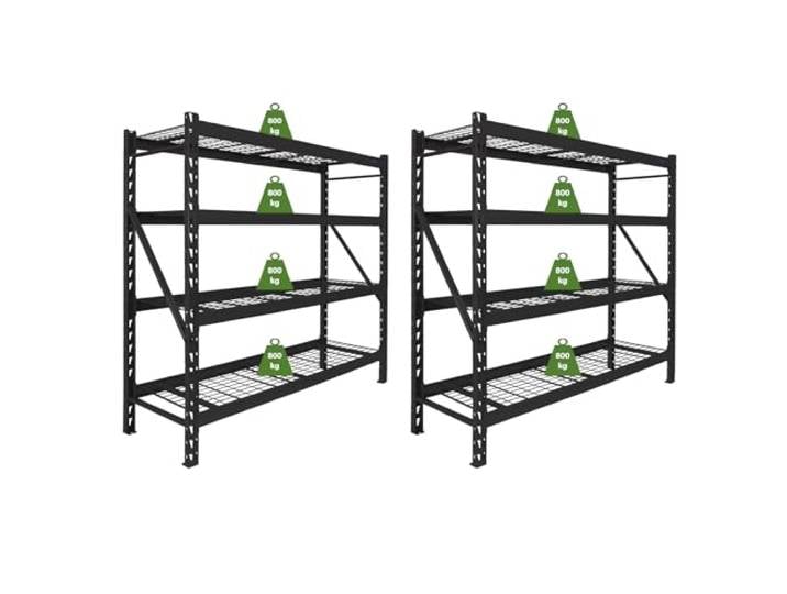 TRUTZHOLM 2X Schwerlastregal Enno 180x190x60 cm 3200 kg Stahl Stecksystem 4 Gitterböden Lagerregal Pickregal