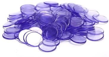 Inspired Living 100 Piece Poker Chips Set 19mm Bingo & Game Counting Chips For Cards, Math, And Board Games purple
