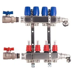Heizkreisverteiler BASIC für Fußbodenheizung 4 Heizkreise mit Kugelhahn-Set