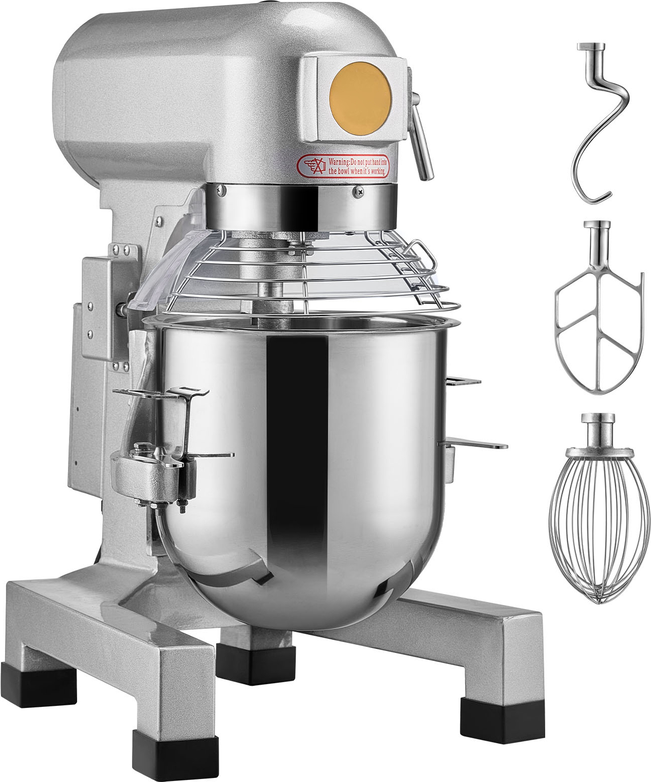 SucceBuy Kommerzieller Küchenmixer, 28,5 l Standmixer mit 3 einstellbaren Geschwindigkeiten, 1100 W Teigmixer, Edelstahlschüssel und 3 Aufsätze, ideal für Restaurant, Bäckerei, Konditorei, Café