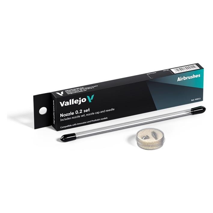 Vallejo : Airbrush - 0.2 Complete Needle + Nozzle/Needle Cap Set (Innovator & Profinish) (90011)