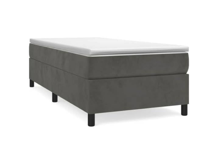 PUGYNBK Boxspringbett, 100 x 200 cm, mit Matratze aus Samt, Grau Lattenrost mit Taschenfederkernen, mittlere Unterstützung, Holzlatten, inkl. Schutz