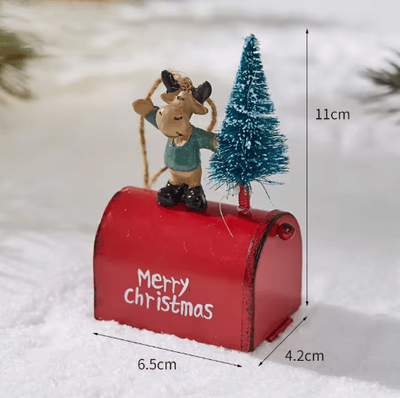 Inspire Picks Festive Wrought Iron Christmas Decorative Mailbox Ornament elk