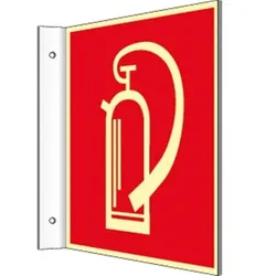 Fahnenschild Feuerlöscher, Kunststoff, nachleucht., 160-mcd, 200x200 mm