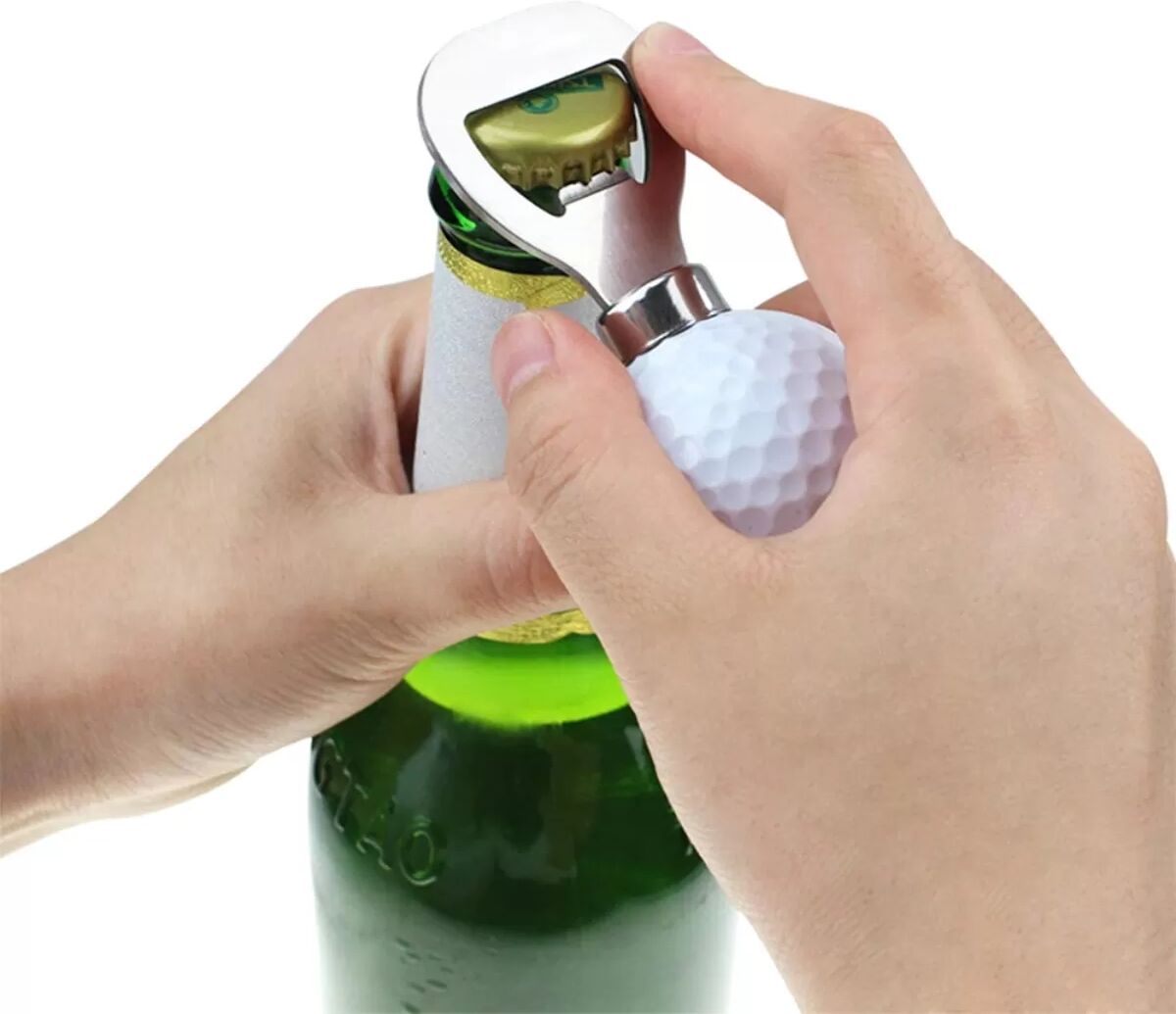 INF 2er-Pack Golfball-Flaschenöffner - Edelstahl, Anti-Rutsch-Design Weiß