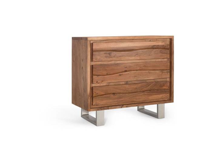 Commode - GINER Y COLOMER - Bois d'acacia - Métal - 3 tiroirs - Patins antidérapants