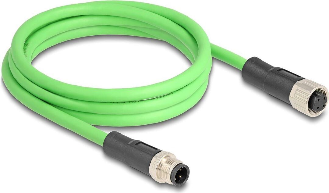 Delock M12-kabel D-gecodeerd 4-polige stekker naar connector PUR TPU 2 meter