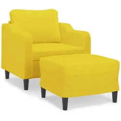 vidaXL Sessel mit Hocker Hellgelb 60 cm Stoff