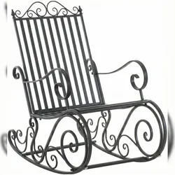 DELUKE Schaukelstuhl ANNA Antik Outdoor 56x90x94cm, Metall, Anthrazit Gartenstuhl Liegestuhl Relaxstuhl Garten Terrasse