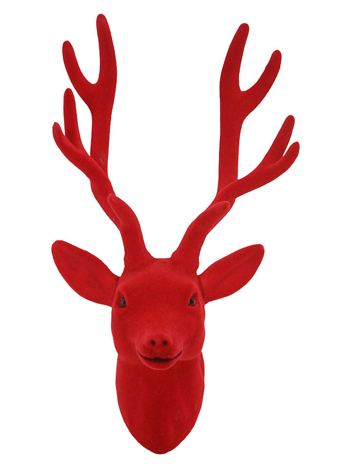 POSIWIO Wanddekor "Hirschkopf" in Rot - (H)30 cm - onesize