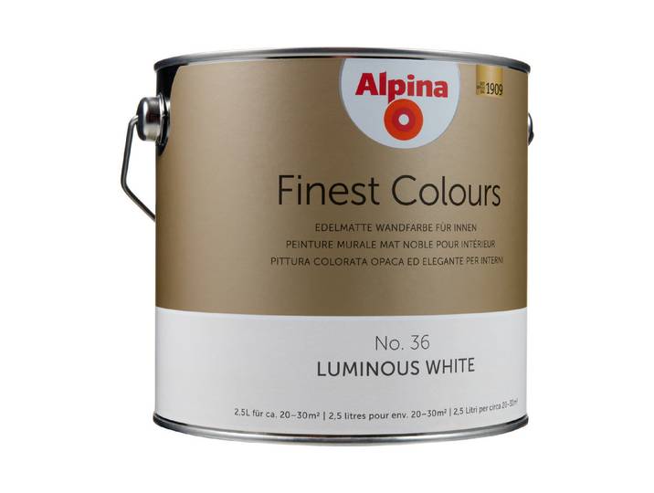 Alpina Wandfarbe Finest Colours Luminous White 2.5 l Matt