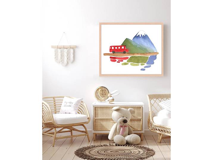 Tableau déco Red Bus 53 x 63cm Multicolore