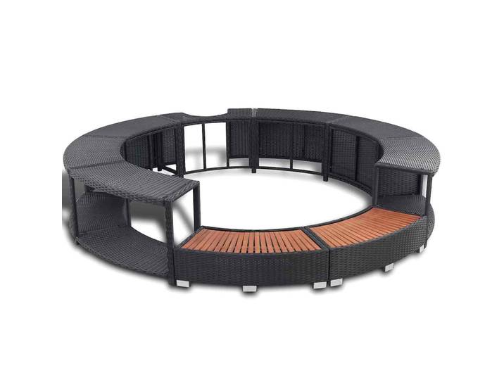 vidaXL Whirlpool-Umrandung Schwarz Poly-Rattan, Kunststoff, 283x283 cm, Freizeit & Co, Wellness & Gesundheit, Whirlpools