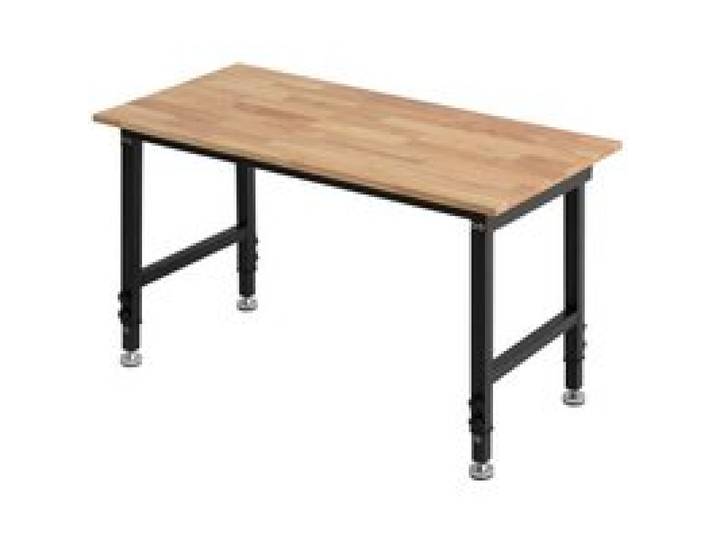 VEVOR Établi Atelier 122x60 cm Établi Garage Hauteur Réglable 8 Positions 670-1020 mm Table de Travail pour Bricolage Garage Atelier Bureau, Charge 680 kg Plateau Bois Chêne Massif Épaisseur 20 mm