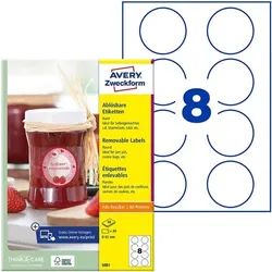 Avery Zweckform Wiederablösbare runde Etiketten Ø 65 mm »5081« weiß