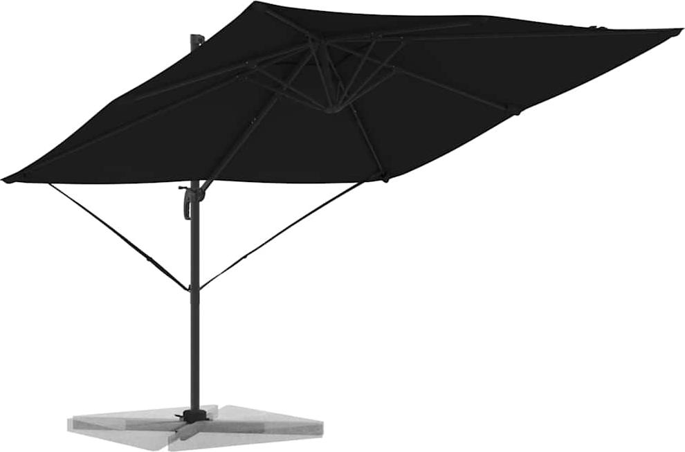 Roma Parasol Schwarz 286 x 284 x 265 cm Aluminium und Polyester
