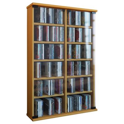 Media-Regal VCM "Holz CD DVD Stand Regal Schrank Roma Glastür", braun (buche), B:60cm T:18cm, Regale