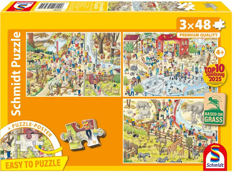 Puzzle 3 x 48 pcs Plaisir au zoo - Schmidt