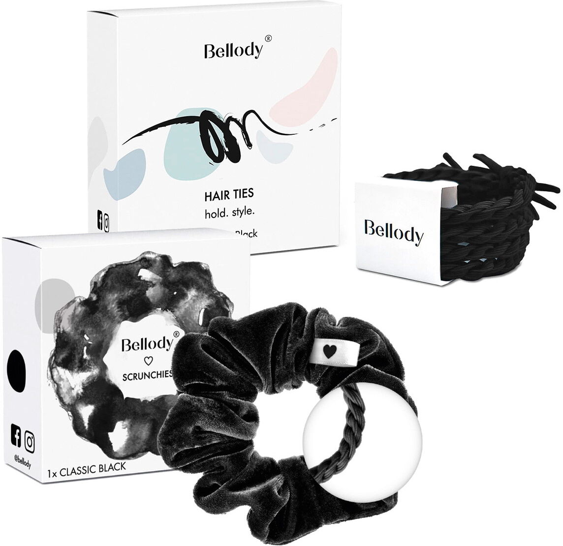 Bellody Black Duo (Haargummis 4St. + Scrunchie)