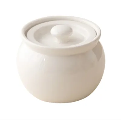 Discount Dollar Deals Ceramic Single Serve Stew Pot Small Ceramic Soup Pot For One Person, Food Grade, Non Stick Cooking white
