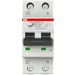 ABB DS201K16A30UL FI/LS UL/CSA Zulassung 6kA, 1P+N, Typ A, K 16, 30mA 2CSR255187R1167