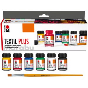 Marabu Stoffmalfarben Textil plus, Starter-Set, für dunkle Stoffe, waschbeständig, 6x 15ml