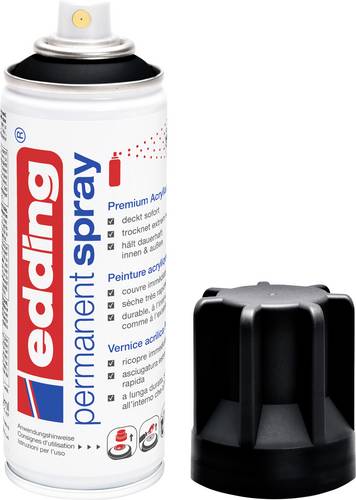 Edding 4-5200901 5200 Permanent Spray - tiefschwarz matt - 200ml - Acryllack zum Lackieren und Dekorieren von Glas, Metall, Holz