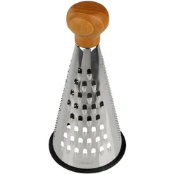 FACKELMANN Eco Reibe Nature konisch, Küchenreibe, 3 Reibflächen, Buche, Edelstahl, 23 cm, 31036