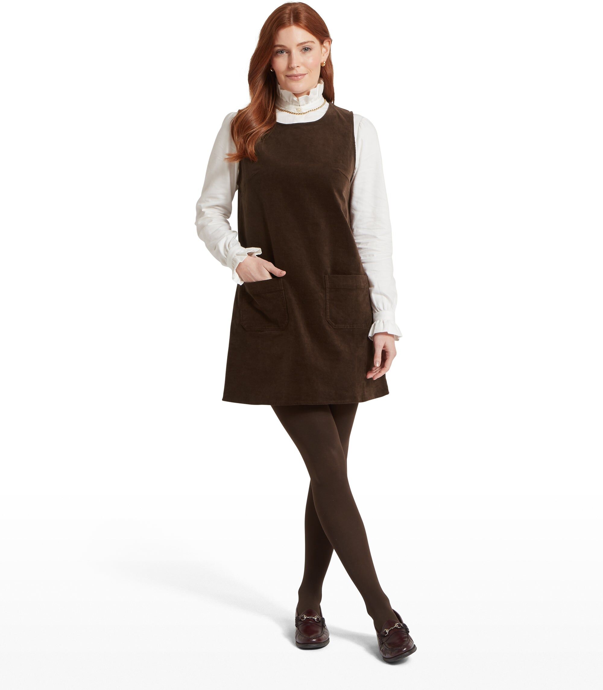 Schöffel Country Sage Cord Pinafore Dress - Brown - Size UK18 - Women