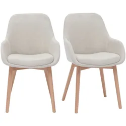Skandinavische Sessel aus Stoff in Samtoptik, Beige und Massivholz in heller Holzoptik (Set aus 2) HOLO