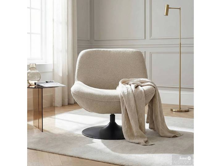 Fauteuil pivotant TIAARO Gris Tissu Bouclé Xara 69 x 77 x 72cm